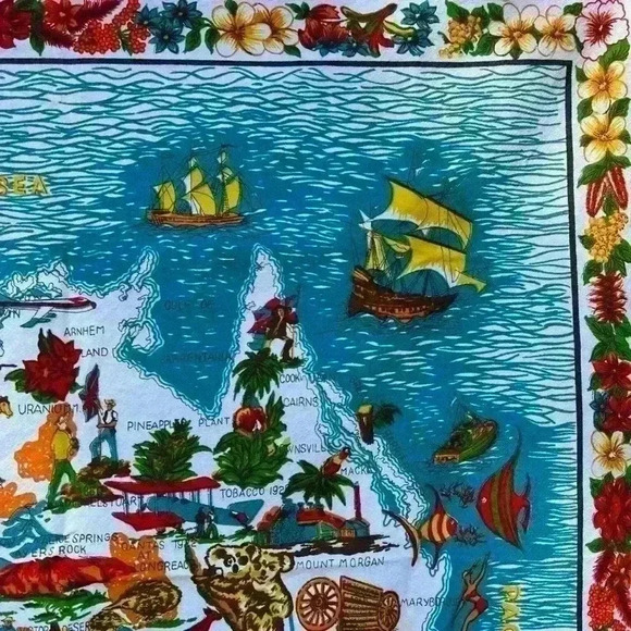 Vintage Australia Map Wall Hanging Tapestry Art - Picture 7 of 16